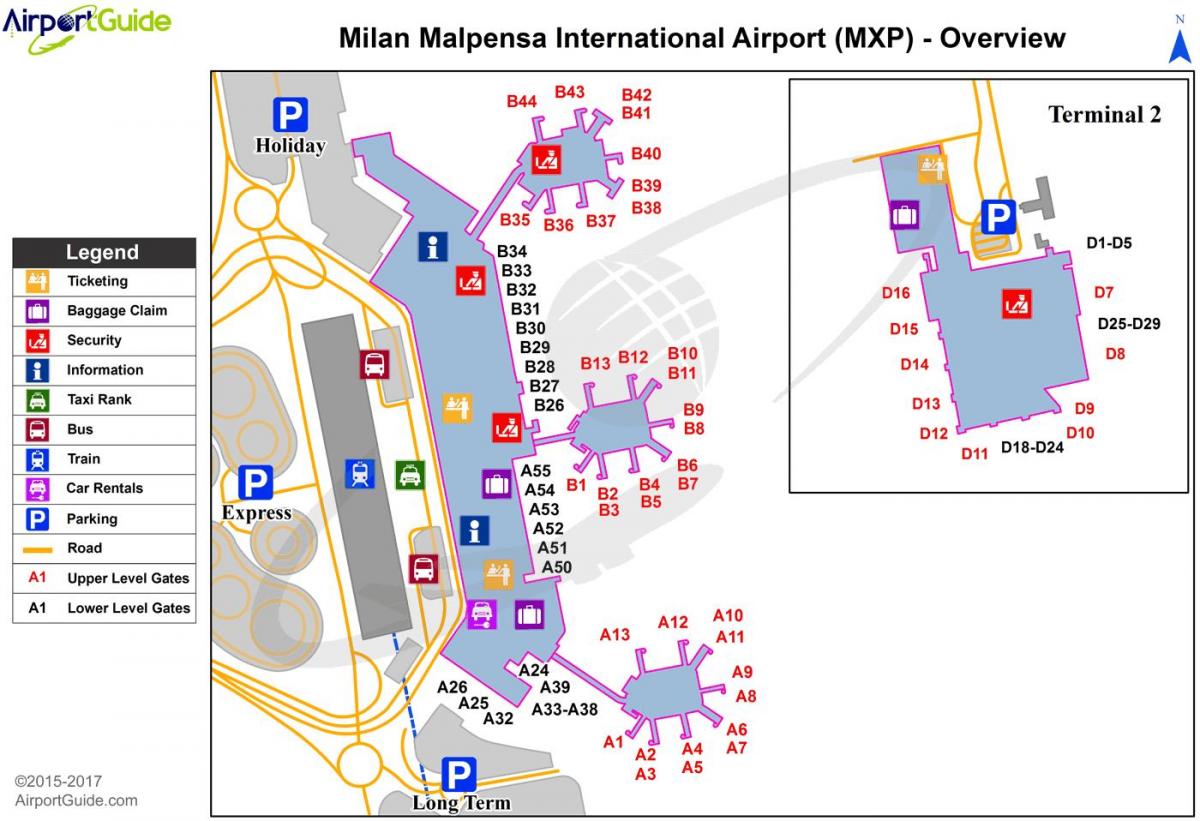 ميلانو مطار خريطة
