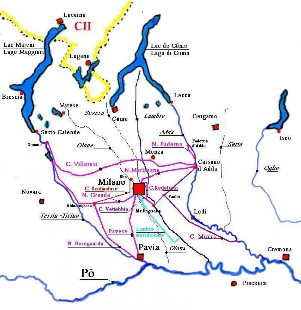 خريطة ميلان navigli district