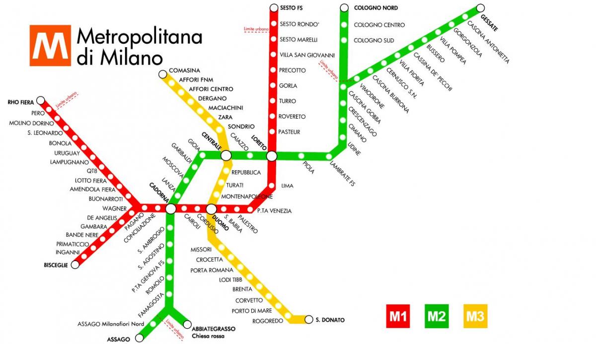 خريطة مترو الانفاق ميلانو