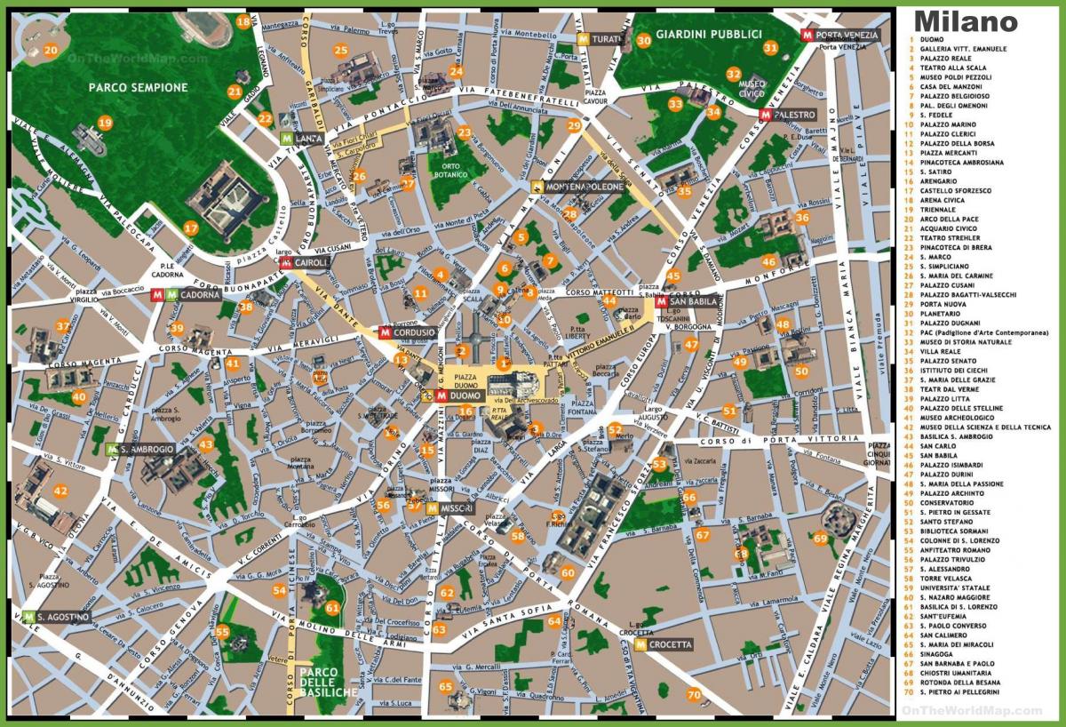 ميلان الخريطة لمشاهدة معالم المدينة